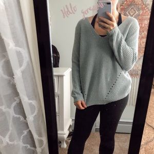 Light Blue Forever 21 V-Neck Sweater